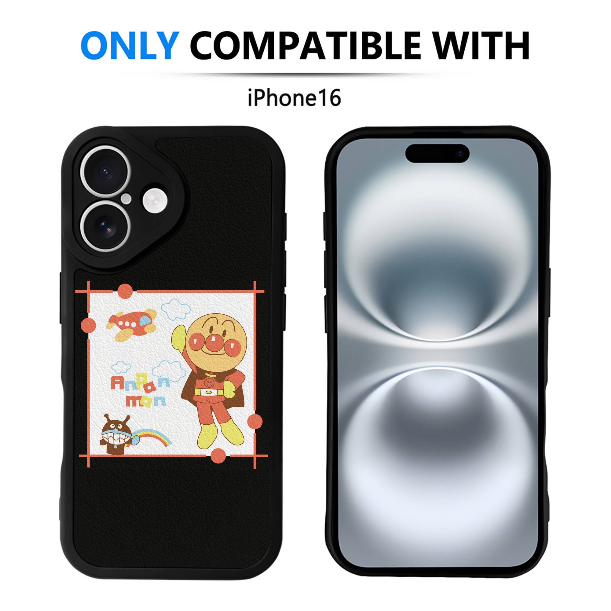 （画像用） アンパンマン Anpanman 【iPhone 16シリーズ対応】シリコンスマホケース（レザー調） 材質：シリコン